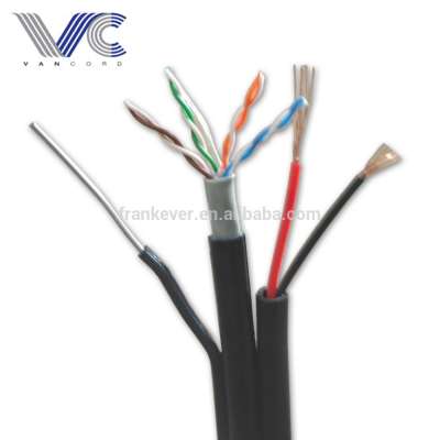 Outdoor 4 pairs FTP CAT5E lan cable with power cable and steel messager monitor cable