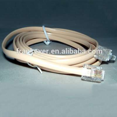 Cat 3 flat telephone cable 4p4c 6p6c 6p4c with connector networking cable